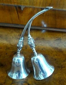 Vintage Mexican Sterling Silver Double Dinner Bell With Blossoms