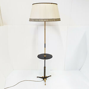 Chic Floor Lamp French Vintage 1950 Steel Brass Glass Black 50s 50 S