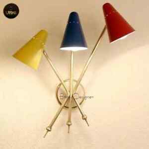 1950 Brass Cone Wall Lamp Diabolo Chandelier Italian Stilnovo Sputnik Gift