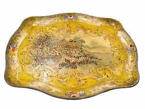 Japanese Lacquered Tray 14 X12 Paper Mache Tole Painted French Influence