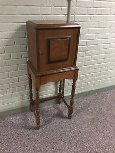 Antique Vtg Wood Record Almbum Lp Stand Cabinet 42 5 Tall X 17 X 12 3 4 Deep