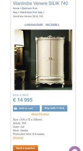 Rare Antique Italian Silik Armoire Wardrobe Dresser Cabinet Italy