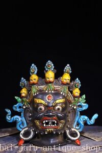8 2 Tibetan Buddhism Bronze Mahakala Wrathful Deity Buddha Statue Mask