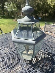 Colonial 3 Candle Facetted 3 Post Light Antique Silver 24 X 12 