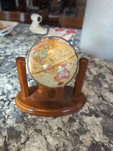 Vintage Replogle Ge Desktop Globe Clock With Hardwood Base World Classic Series
