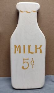 Wood Milk Bottle Wall Hanging Hand Painted Primitive Jug Sign Made In Mo Usa