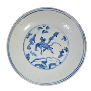 Chinese 18th C Blue And White Charger Ship Wreck Salvage