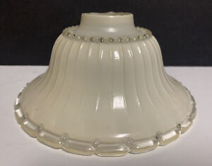 Small Glass Torchiere Lamp Shade Art Deco Beaded Scalloped 1 5 8 Fitter Antique