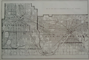 Antique 1914 World War Wwi Atlas City Map Minneapolis St Paul Minnesota Mn