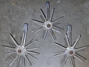 3 Vintage Old Industrial Farm Cast Aluminum Spiked Wheels Gears