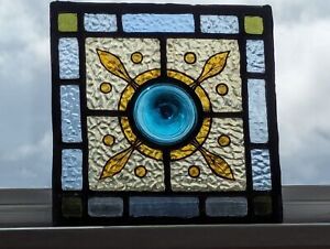 Vivid Compact English Victorian Stained Glass Panel