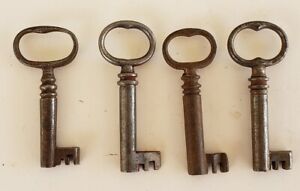 4 Antique Hollow Barrel Skeleton Keys Trunk Cabinet Door Lock Lot4