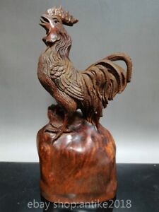 6 8 Chinese Wood Boxwood Carving Stand 12 Zodiac Year Rooster Cock Sculpture