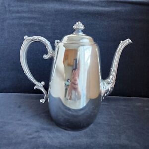 Vintage 1950s Wm Rogers 8 5 Silverplate Teapot Coffee Pot W Hinged Lid Htf