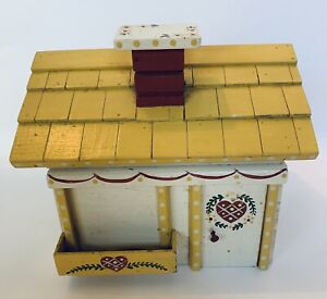 Vintage Handmade Hand Painted Wood Yellow Cottage Recipe Box