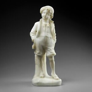 Antique C 1890 Carved Alabaster Sculpture Of A Young Boy In Sunday Best