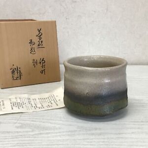 Y1589 Chawan Seto Ware Signed Box Japanese Bowl Pottery Japan Tea Ceremony