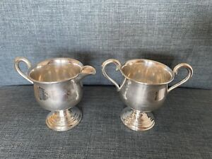Vintage Old Empire Sterling Silver Weighted 24 Creamer Sugar Bowl Set Of 2