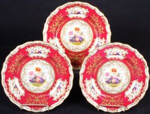 12 Red And White Spode Copeland For Tiffany Plates Signed A Ball Set 2