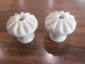 Pair Of Reclaimed White Ceramic Cupboard Drawer Knobs
