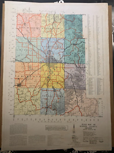 Vintage 1966 Monroe County Bloomington Indiana Road Map Poster 25 X 18 