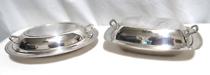 International Silver Company 682 Set Of 2 Covered Silver Plated Serving Dishes