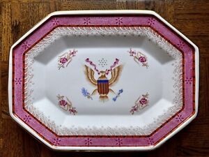 Chinese American Armorial Octagonal Coat Of Arms Crest Porcelain Platter
