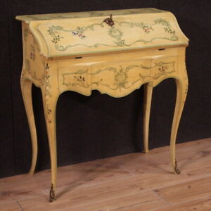 Fore Painted Style Venetian Furniture Vintage Secretary Desk Xx Century