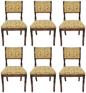 Set Of 6 Italian Vintage Directoire Style Carved Dining Chairs William Switzer