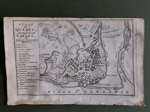 Antique Quebec Plan St Lawrence Rare Original 1759 Thomas Kitchin Map 5 X8 