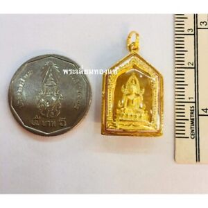 Thai Amulet Buddha Chinnarat Pendant 18k Pendant Real Gold Frame Waterproof 06