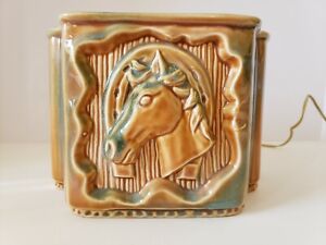 Vintage Mid Century Horse Horseshoe Porcelain Sculpture Deco Tv Television Lamp