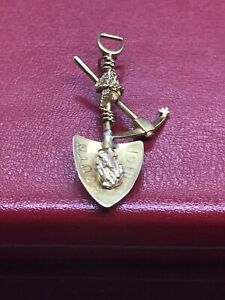 Antique 9ct Gold South Africa Miners Brooch Pendant 24ct Nugget Shovel S Mordan