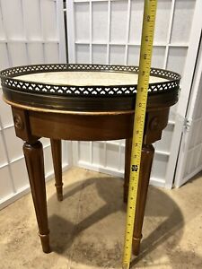 Marble Top Accent Side Tea Table French Louis Xvl Style Brass Gallery 18 1 2 T