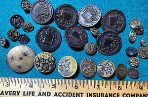 29 Antique Victorian Floral Picture Buttons Mixed Size And Metals