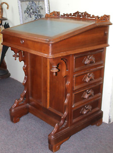Old Antique Davenport Captain S Slant Top Writing Desk Hidden Drawer Dovetailed