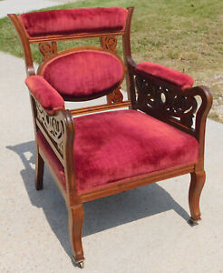 Victorian Parlor Side Chair Pierced Carved