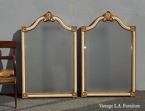 54x32 Pair Vintage French Provincial Country Off White Gold Wall Mantle Mirrors