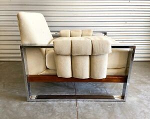 Vintage Adrian Pearsall Lounge Chair Chrome Wood Mid Century Modern Rare