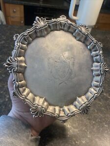 Antique George Ii Solid Silver Footed Salver William Peaston 1750 7 25 Signed