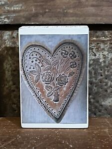 Vintage Inspired Valentine Heart Springerle Cookie Mold Block Sign Wall Hanging