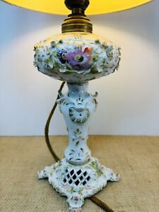 Antique Late 19th Century Dresden Germany Style Porcelain Lamp No Shade 