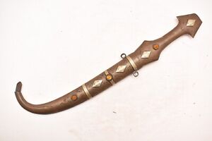 Antique Moroccan Koummya Dagger Knife Weapon Solid Brass Africa Maghrib Vtg