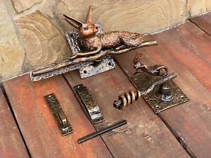 Fox Door Gate Latch Lock Cartoon Hinges Animal Rabbit Wild Nature Hand Forged