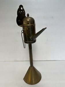 Antique Vtg Solid Brass Hanging Dutch Whale Oil Lamp Ship Light
