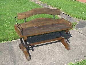 Vintage Horse Drawn Buckboard Carriage Buggy Wagon Sleigh Wooden Bench Seat 42in