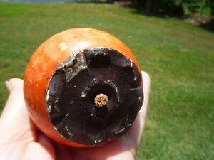 Antique Italian Stone Fruit Alabaster Hand Carved Painted Persimmon Realistic