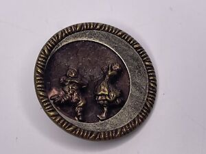 Antique Huge 1 7 8 Victorian Pierrot And Pierrette Metal Button As Seen In Bbb