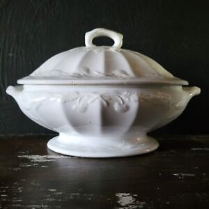 Antique F Jones And Co Ironstone China Tureen Covered Serving Bowl