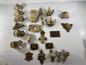 Vtg Trunk Hardware Lot Hinges Corners Guards Lock Latch Catch Hasp Clasp